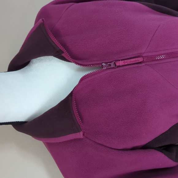 Columbia Fleece Zip Up Color Block Jacket MEDIUM Brown Mauve - Picture 5 of 16